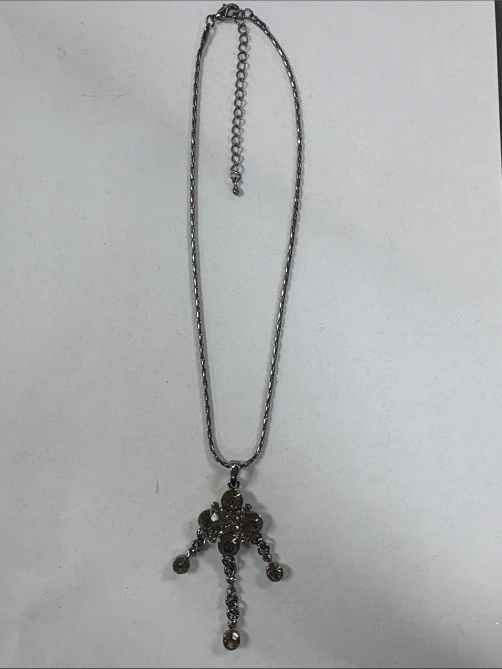Silver Crystal Dangle Pendant Necklace - Elegant Women’s Jewelry